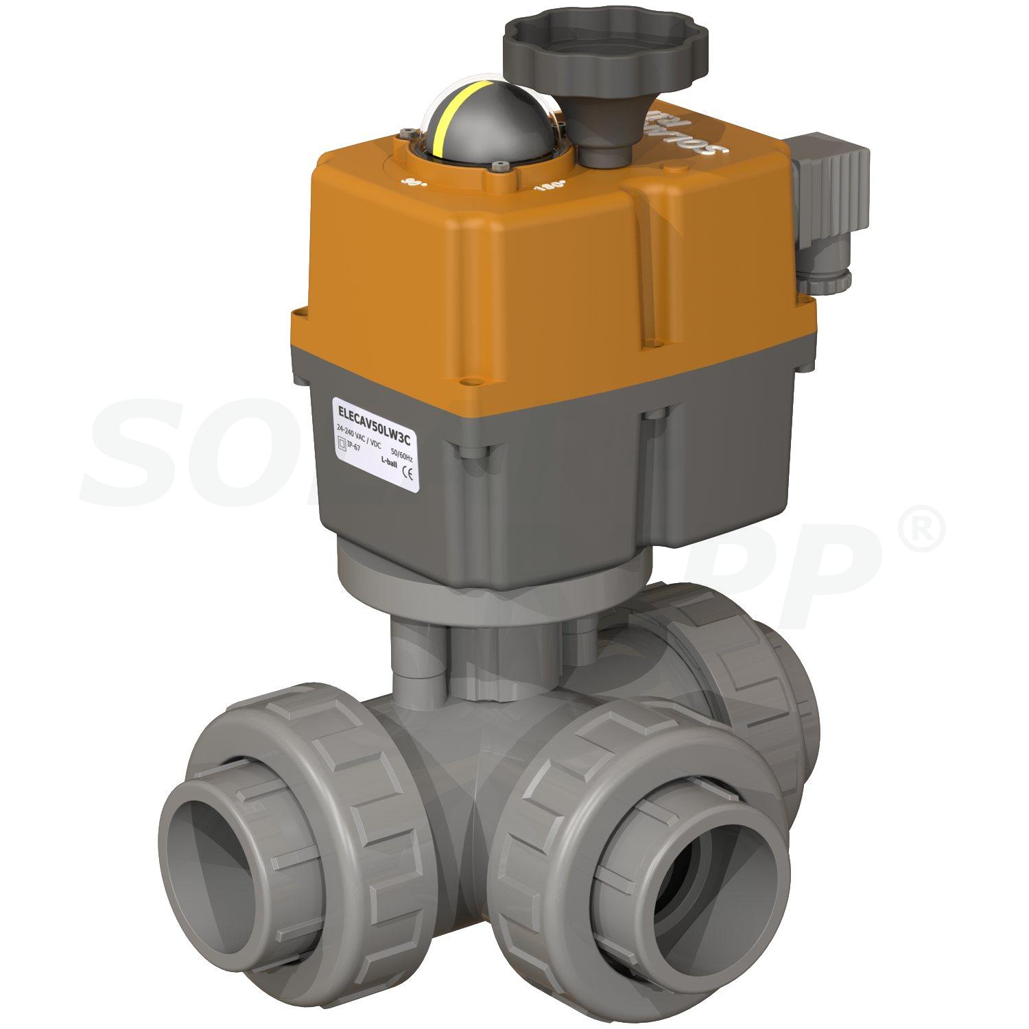 3 Way Actuated Valve 50mm PVC